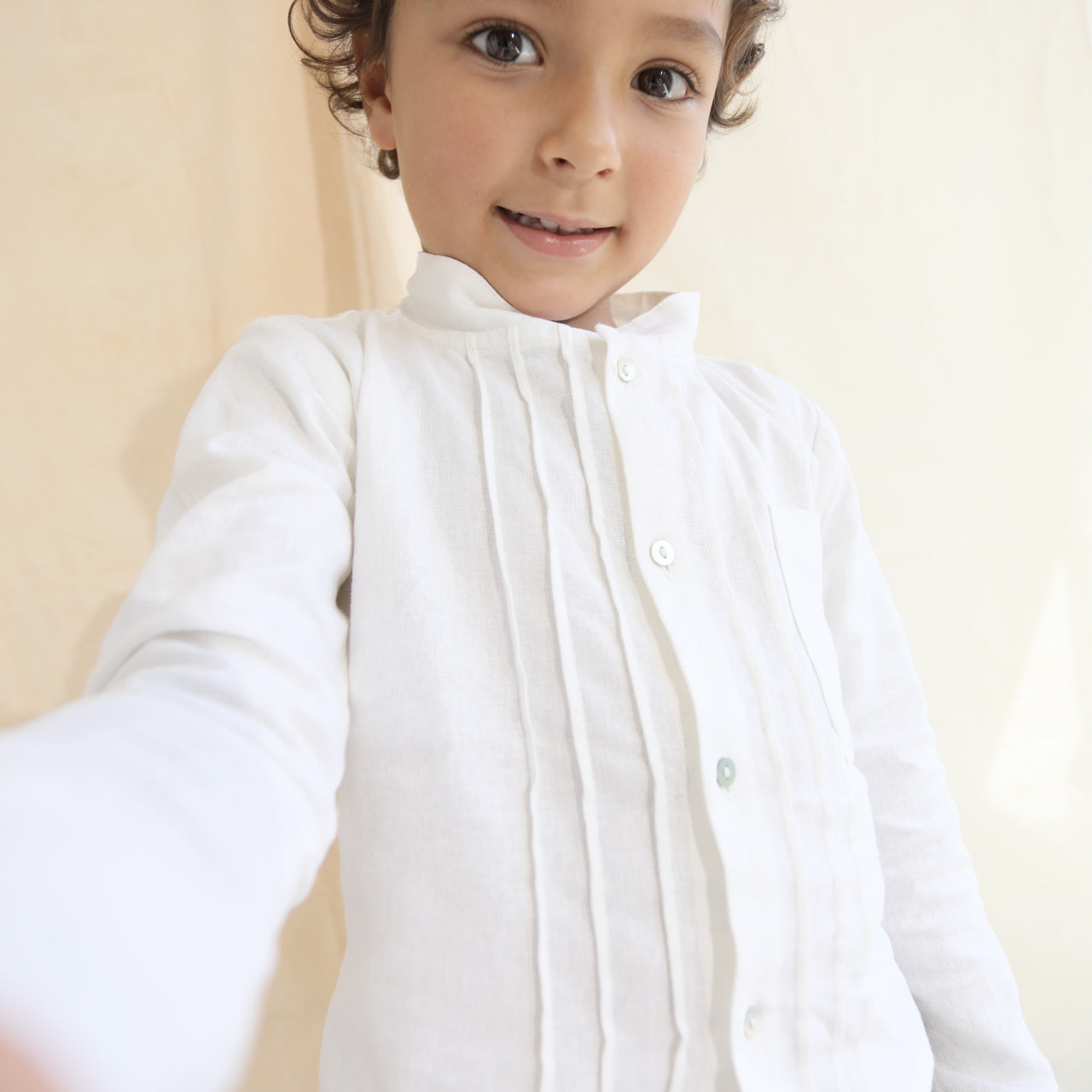 Camisa Guayabera Matti en Lino - Cuello Nerú manga larga La tutú