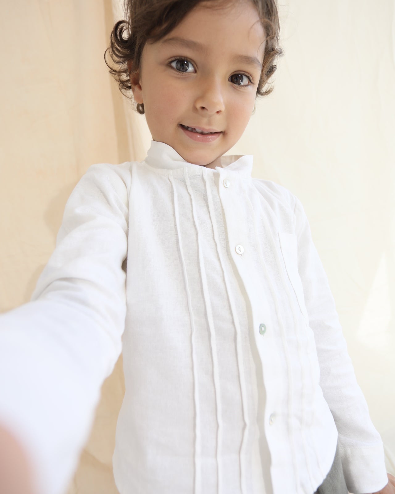 Camisa Guayabera Matti en Lino - Cuello Nerú manga larga La tutú