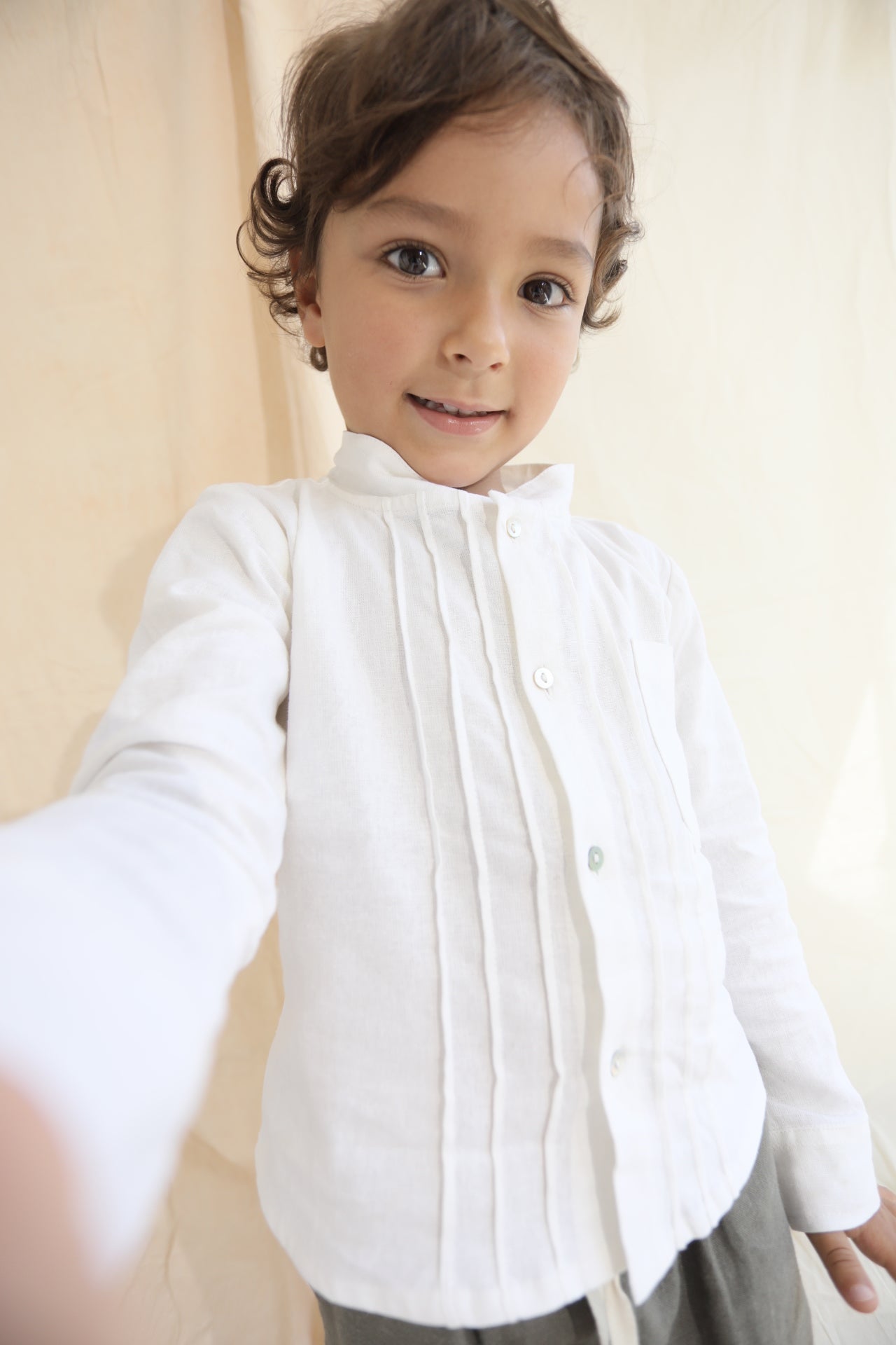 Camisa Guayabera Matti en Lino - Cuello Nerú manga larga La tutú