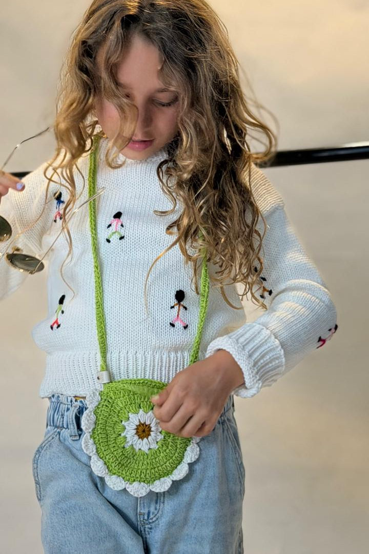 Bolso Forest verde tejido en crochet para niña de La Tutu