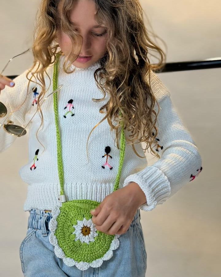 Bolso Forest Tejido en Crochet Verde para Niña | La Tutu