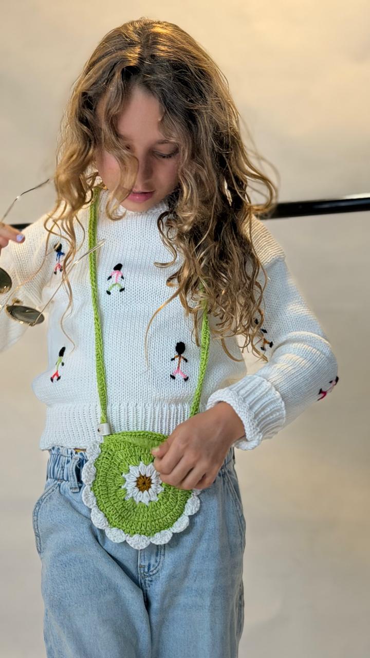 Bolso Forest Tejido en Crochet Verde para Niña | La Tutu