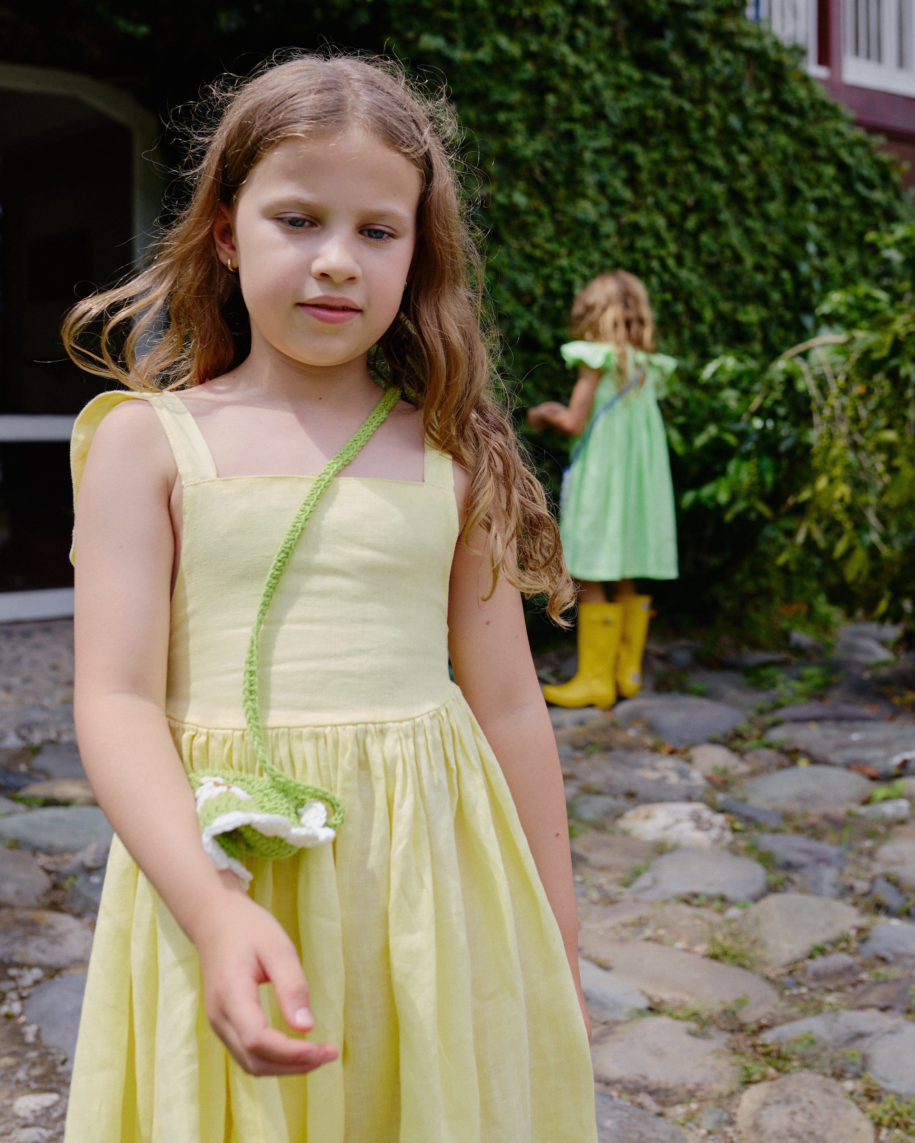 Vestido Lara Amarillo en Lino 100% para Niña | La Tutu
