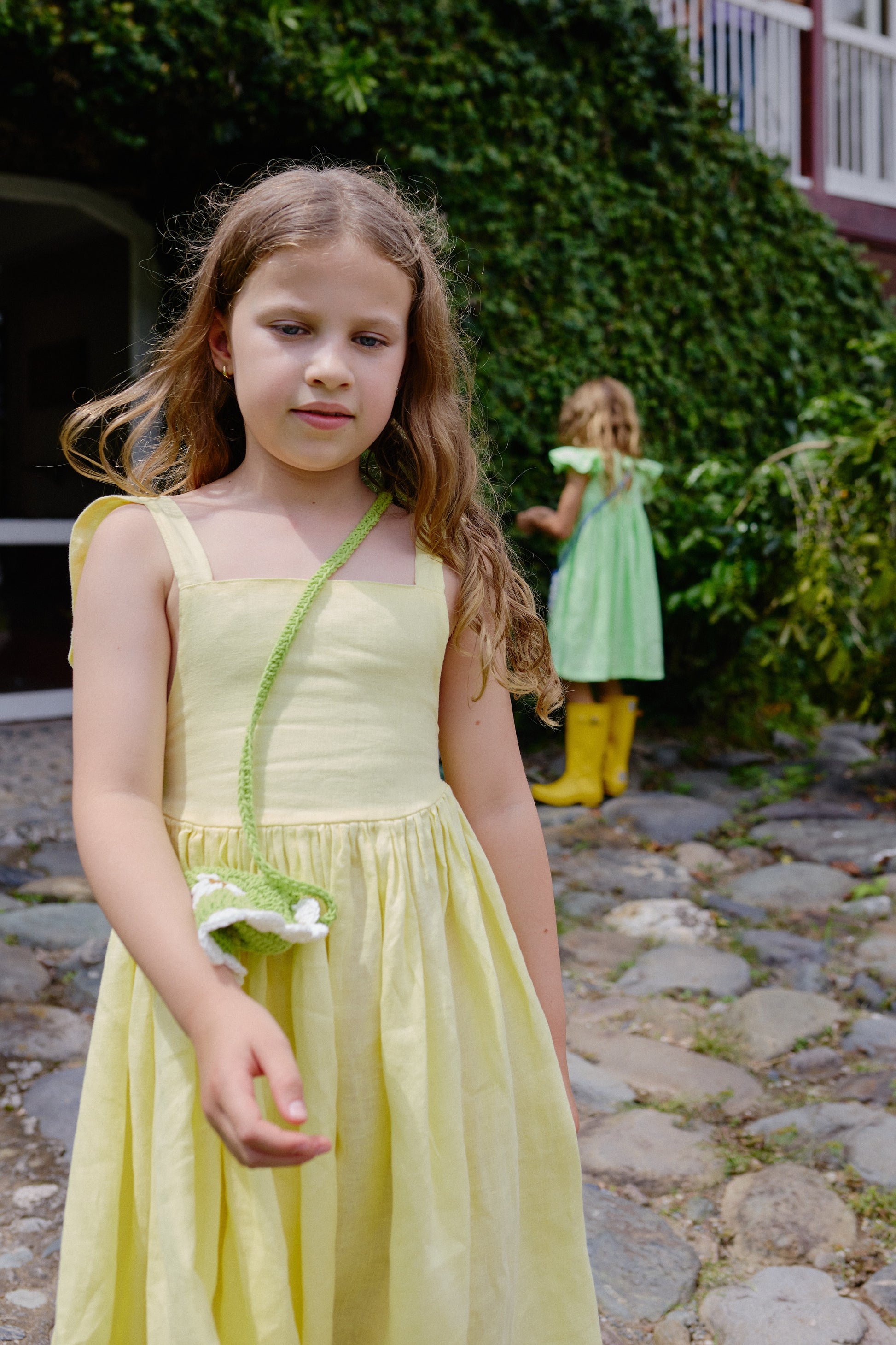 Vestido Lara Amarillo en Lino 100% para Niña | La Tutu