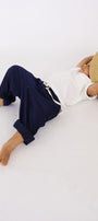 Pantalón Enzo en lino azul navy para niño de La Tutu