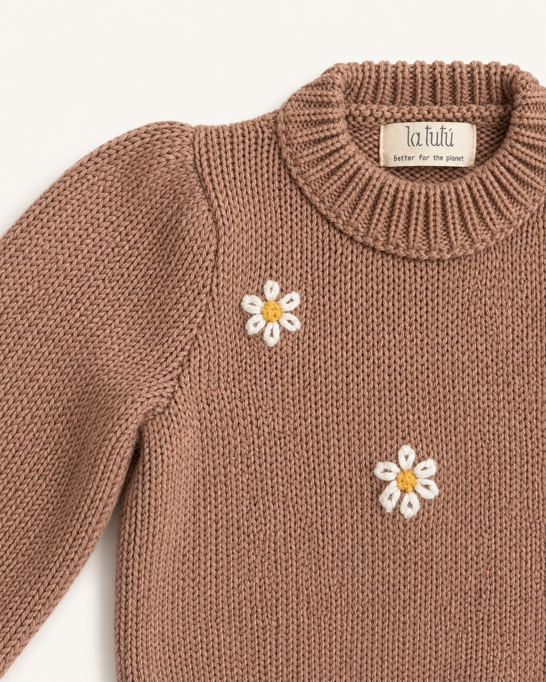 Saco Tejido para Niña con Flores Bordadas