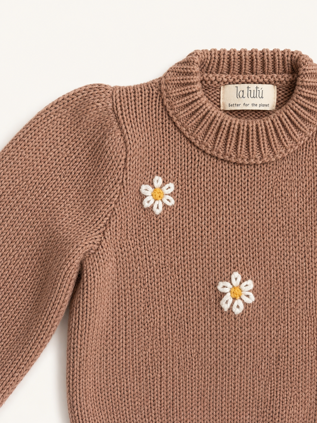 Saco Tejido para Niña con Flores Bordadas