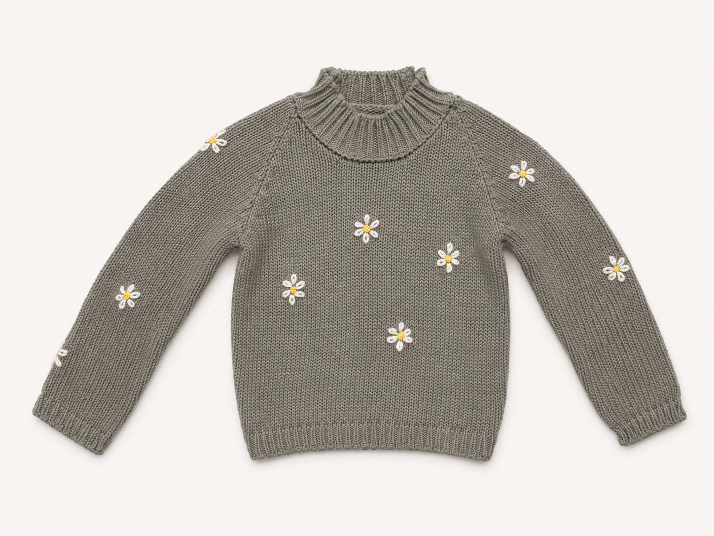 Suéter Tejido Gris con Flores Bordadas | La Tutu