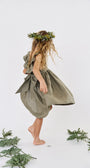 Vestido Lara en Lino Verde Oliva