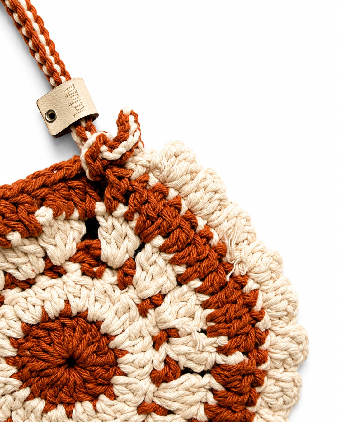 Bolso Boho Terracota cream Tejido en Crochet para Niña