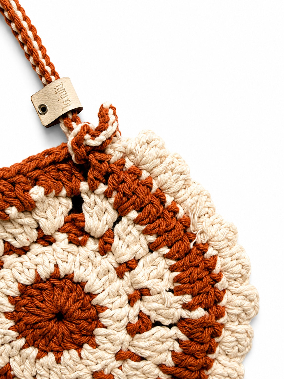 Bolso Boho Terracota cream Tejido en Crochet para Niña
