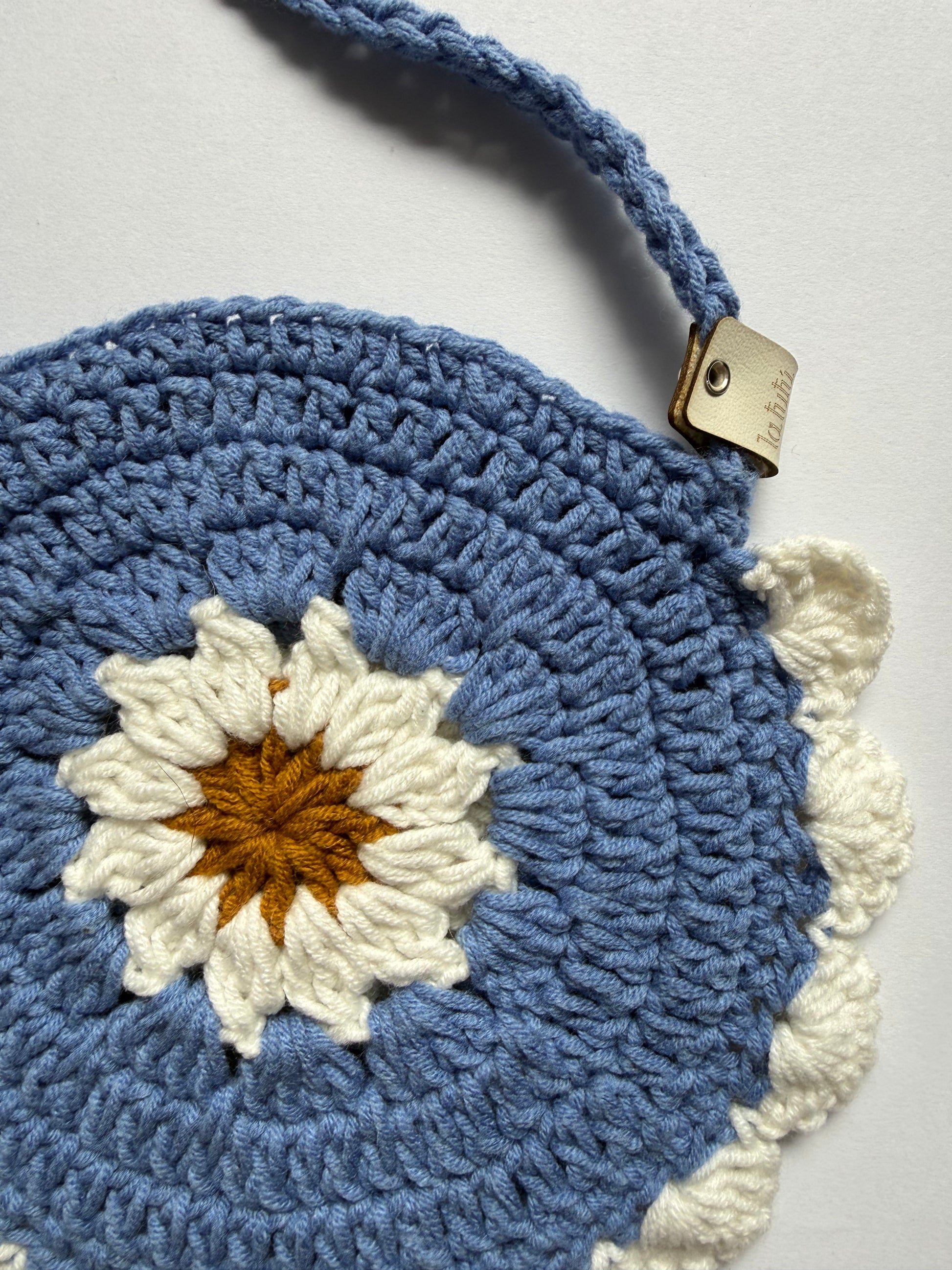 Bolso Flower Loli Clutch Azul Tejido en Crochet para Niña