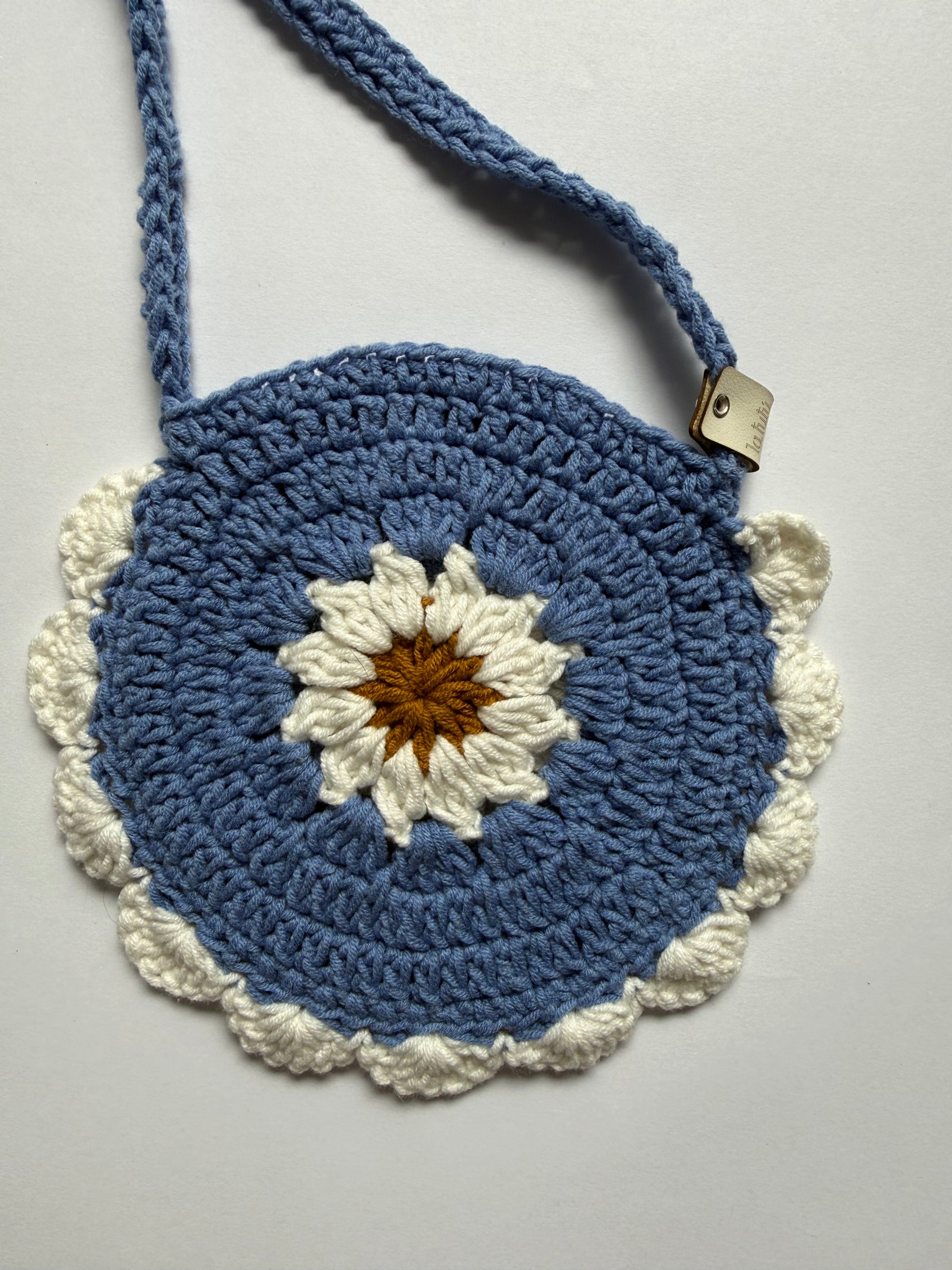 Bolso Flower Loli Clutch Azul Tejido en Crochet para Niña
