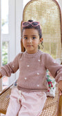 Saco Tejido Corazones Rosa para niña en algodón con corazones bordados a mano de La Tutu.