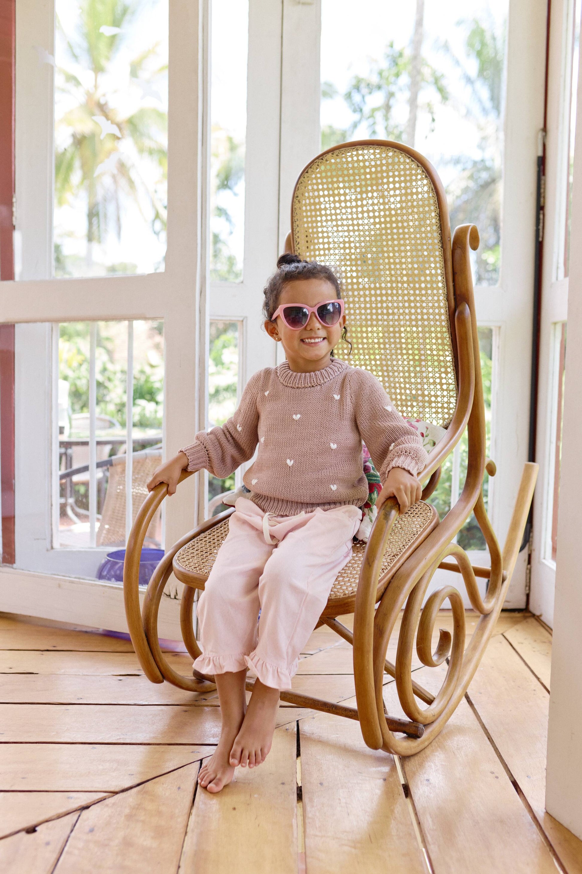 pantalón en lino para niña rosado