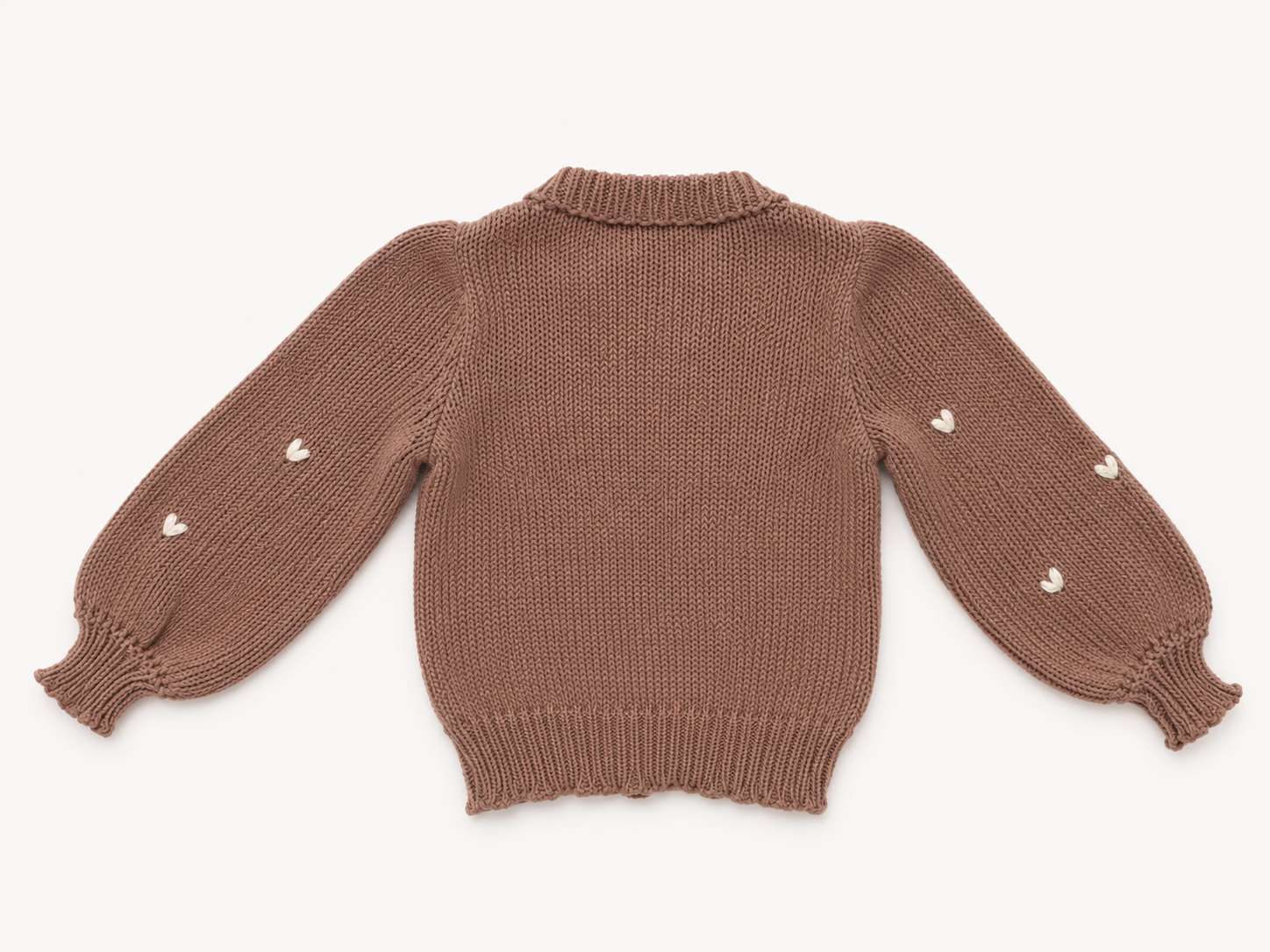 Saco tejido para niña con corazones bordados | Algodón 100% natural | La Tutu
