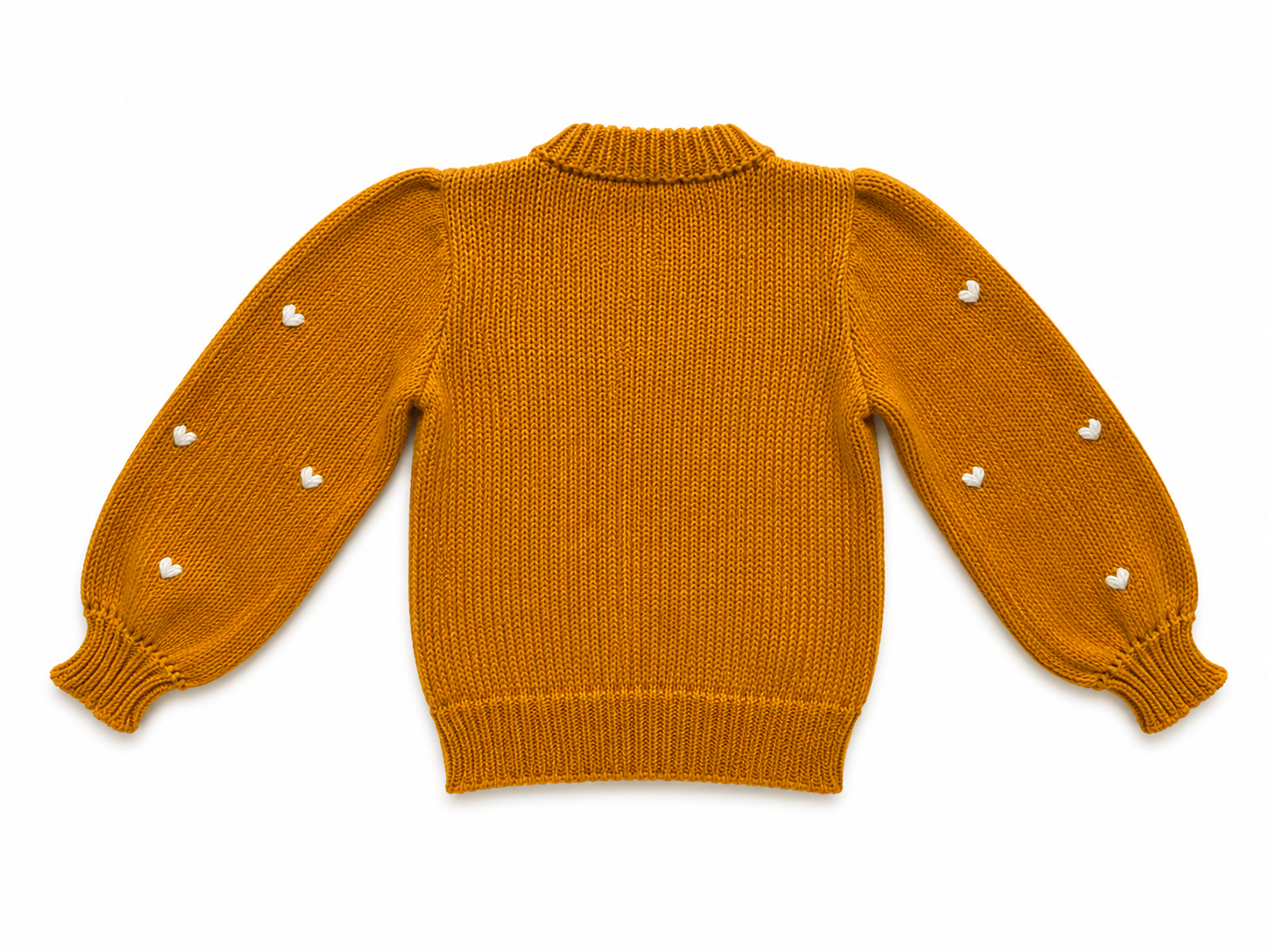 Saco Tejido Mustard de Corazones bordados para Niña | Algodón Natural | La Tutú