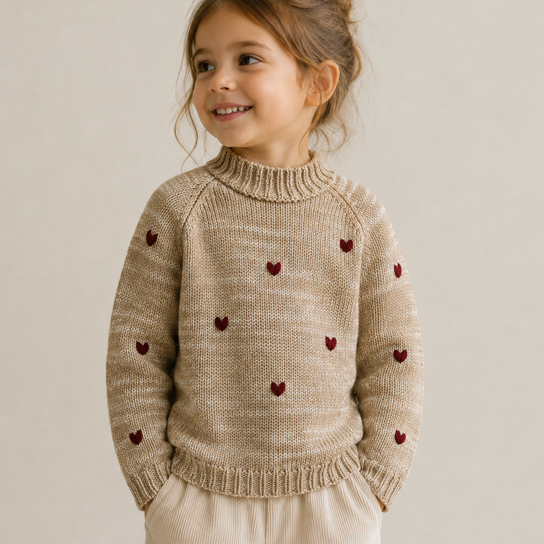 Saco Tejido Corazones para Niña | Algodón Natural | La Tutú