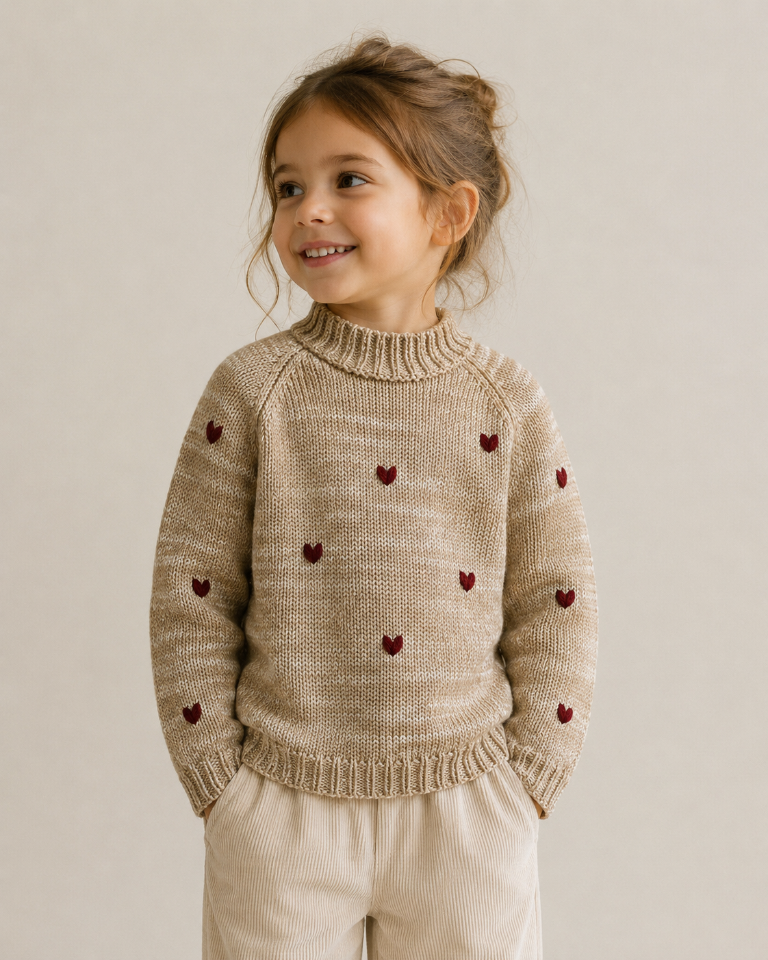 Saco Tejido Corazones para Niña | Algodón Natural | La Tutú