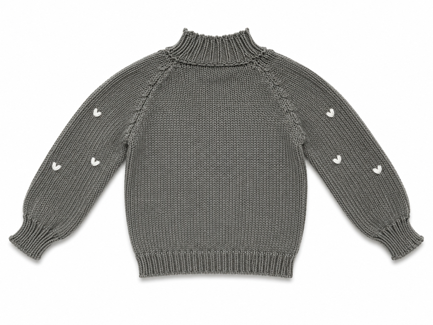 Saco Tejido Gris para Niña con Corazones Bordados | Algodón Pima | La Tutu