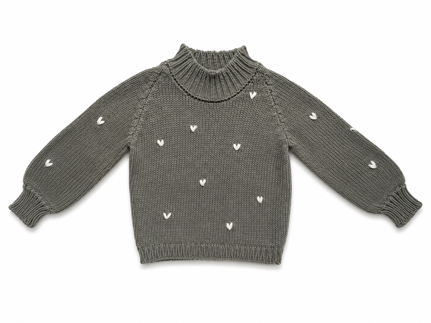 Saco Tejido Gris para Niña con Corazones Bordados | Algodón Pima | La Tutu
