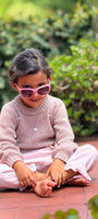 Saco tejido para niña con corazones bordados | Algodón 100% natural | La Tutu